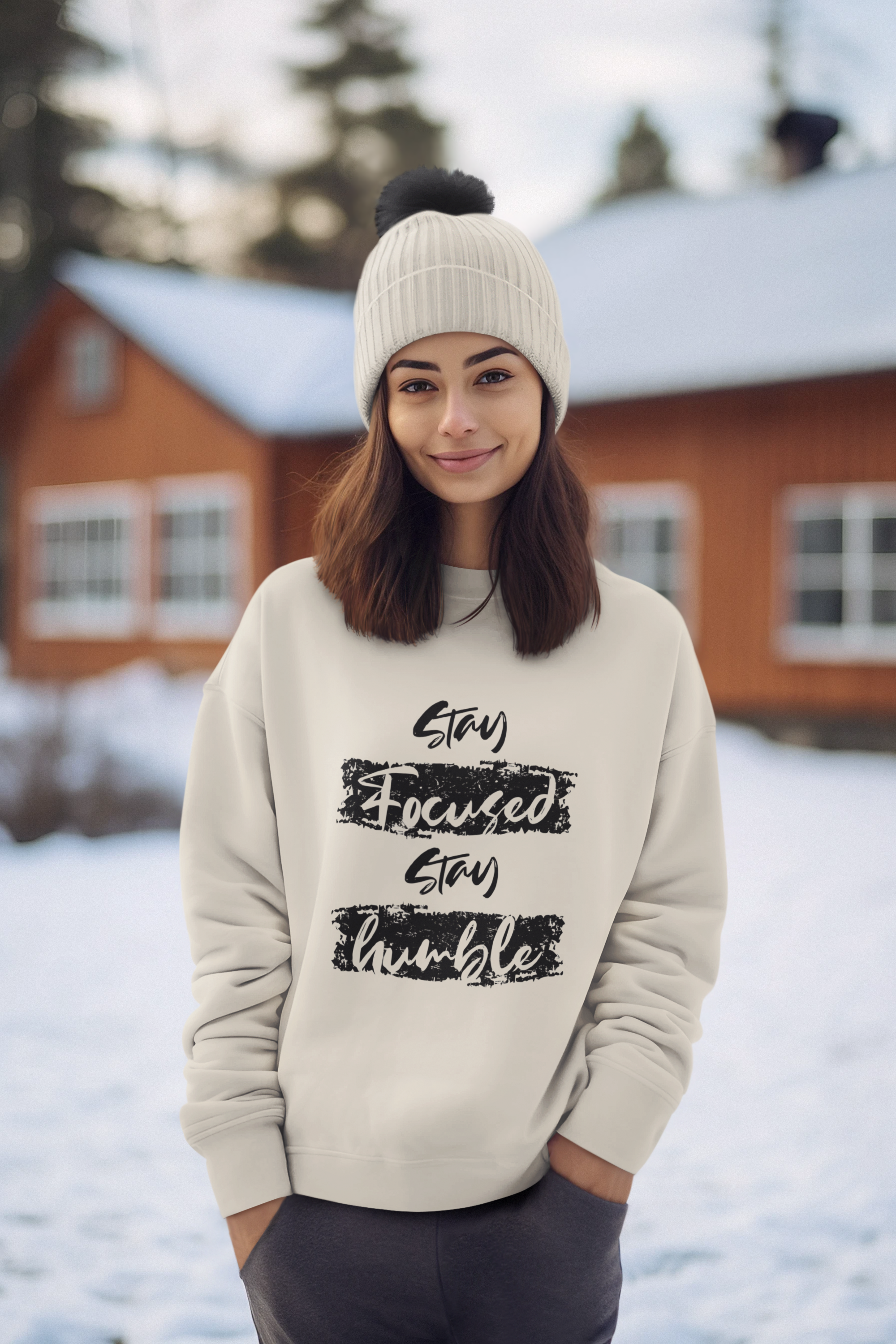 printed Sweatshirt Stay focused stay humble, gift Sweatshirt, emotions Sweatshirt