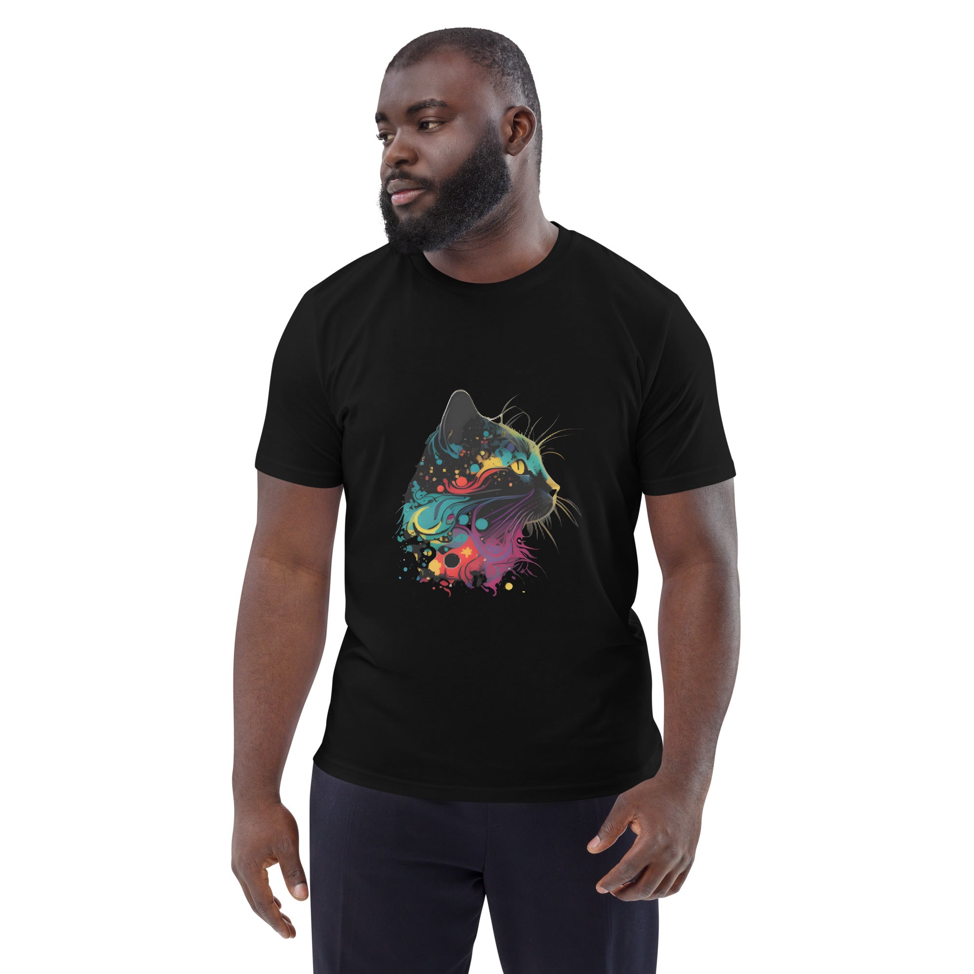 Organic cotton unisex t-shirt with cat print